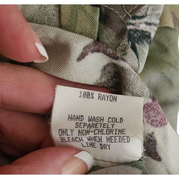 Vintage 1990s Sleeveless Maxi Shift Dress Womens Small Green Floral Rayon Summer - Picture 5 of 5